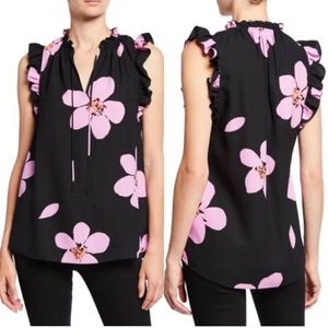 Kate Spade ruffle sleeveless blouse pink floral